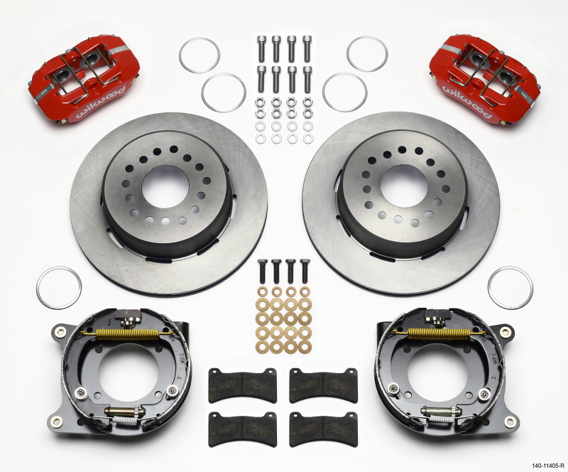 Wilwood Dynapro Low-Profile 11.00in P-Brake Kit - Red 55-57 Chevy 2.34in Offset - 140-11405-R