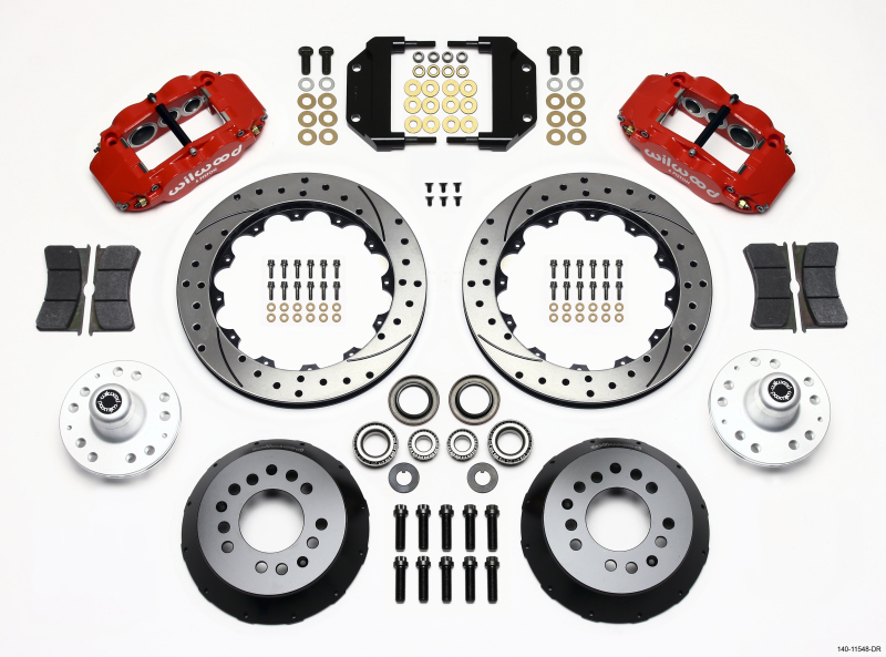 Wilwood Narrow Superlite 6R Front Hub Kit 12.88in Drill Red Magnum Force Drop Spndle - 140-11548-DR