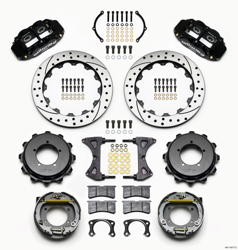 Wilwood Narrow Superlite 4R Rear Kit 12.88in Drilled Speedway Eng Floater w/ New Style End - 140-11877-D