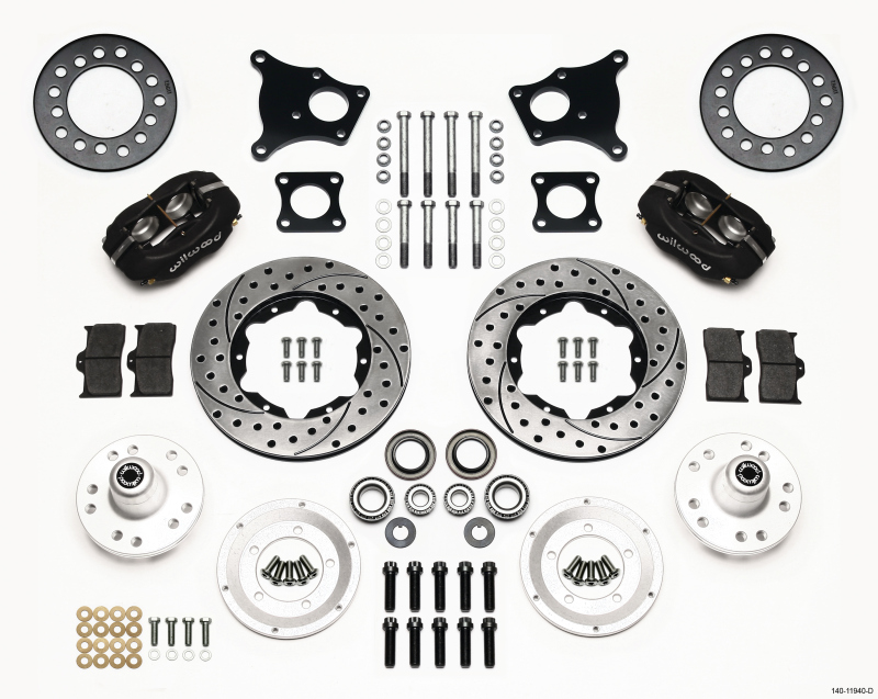 Wilwood Forged Dynalite Front Kit 11.00in Drilled AMC 71-76 OE Disc w/o Bendix Brakes - 140-11940-D