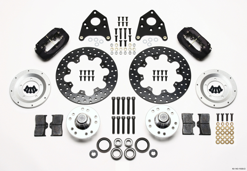 Wilwood Forged Dynalite Front Drag Kit Drilled Rotor 1970-1973 Mustang Disc & Drum Spindle - 140-11930-D
