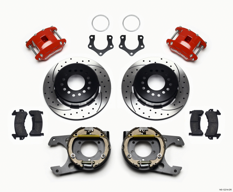 Wilwood D154 P/S P-B Kit Drilled-Red Mopar/Dana 2.36in Off w/Snap Ring Brng - 140-12214-DR