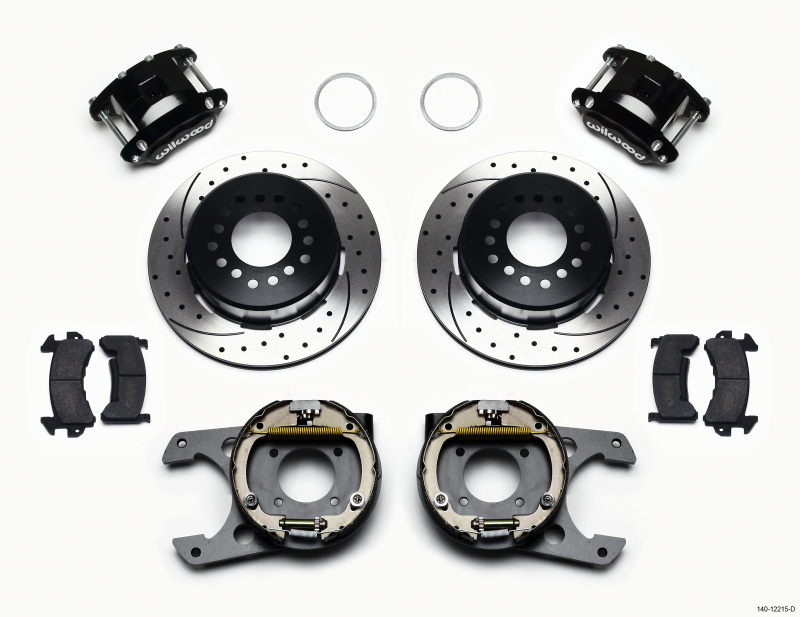 Wilwood D154 P/S Park Brake Kit Drilled Chevy 12 Bolt 2.75in Off w/ C-Clips - 140-12215-D