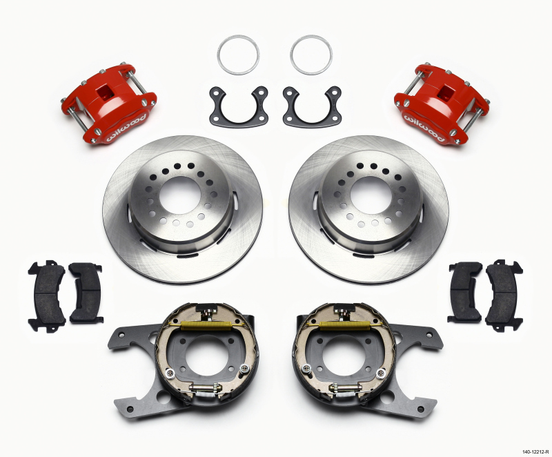 Wilwood D154 P/S Park Brake Kit Red Small Ford 2.50in Offset - 140-12212-R