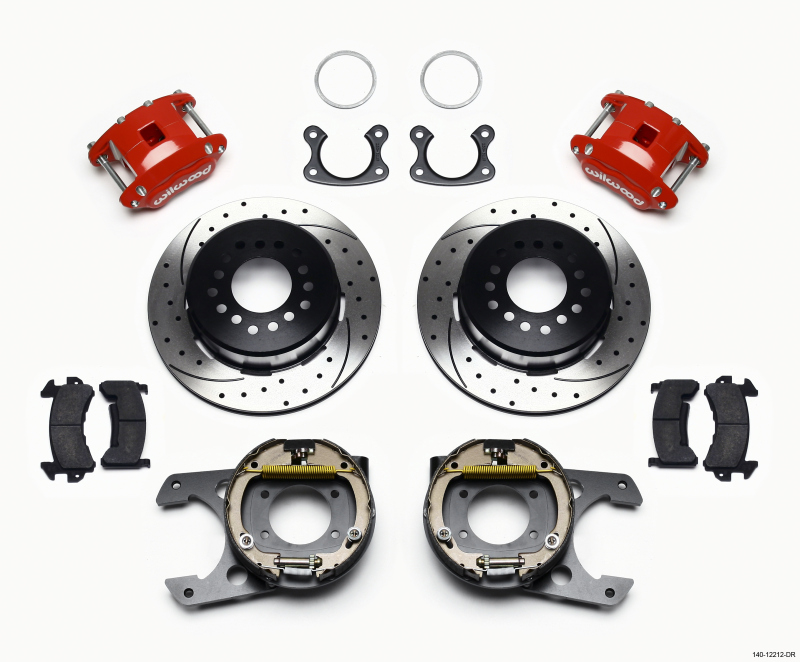 Wilwood D154 P/S P-B Kit Drilled-Red Small Ford 2.50in Offset - 140-12212-DR