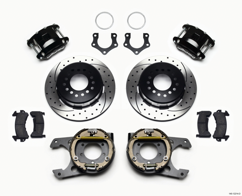 Wilwood D154 P/S Park Brake Kit Drilled Mopar/Dana 2.36in Off w/Snap Ring Brng - 140-12214-D