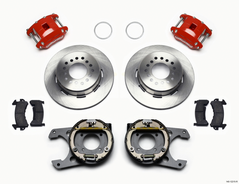 Wilwood D154 P/S Park Brake Kit Red Chevy 12 Bolt 2.75in Off w/ C-Clips - 140-12215-R