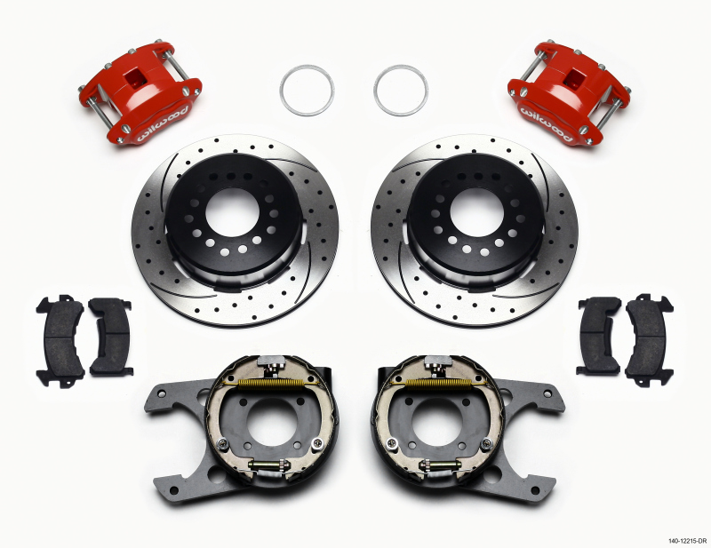 Wilwood D154 P/S P-B Kit Drilled-Red Chevy 12 Bolt 2.75in Off w/ C-Clips - 140-12215-DR