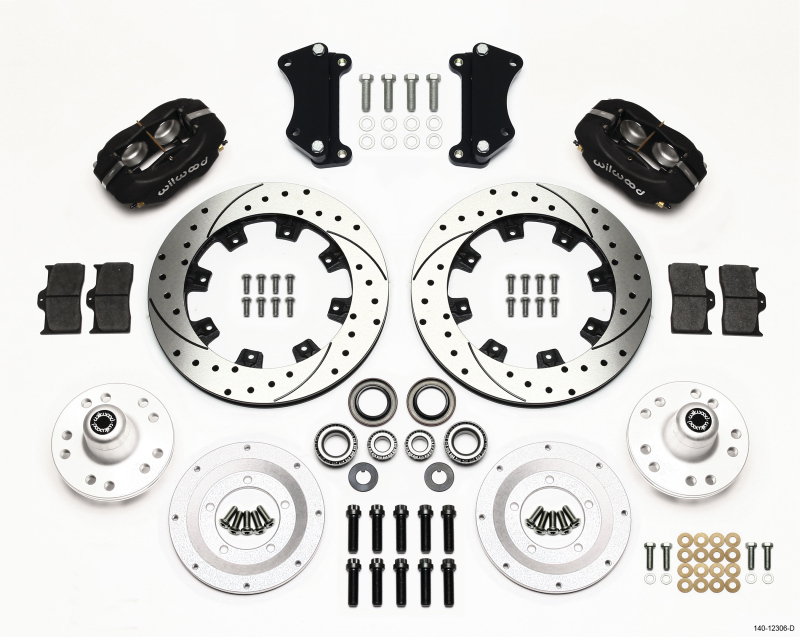 Wilwood Forged Dynalite Front Kit 12.19in Drilled Heidts Tri -5 2 inch Drop Spindle - 140-12306-D