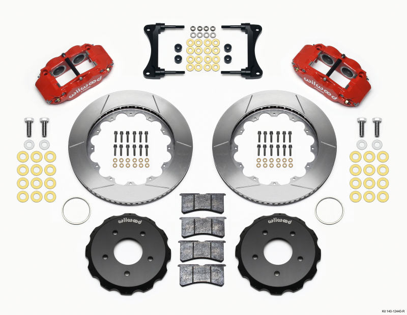 Wilwood Narrow Superlite 4R Front Hat Kit 14.00in Red 2007-Up Jeep Wrangler - 140-12440-R