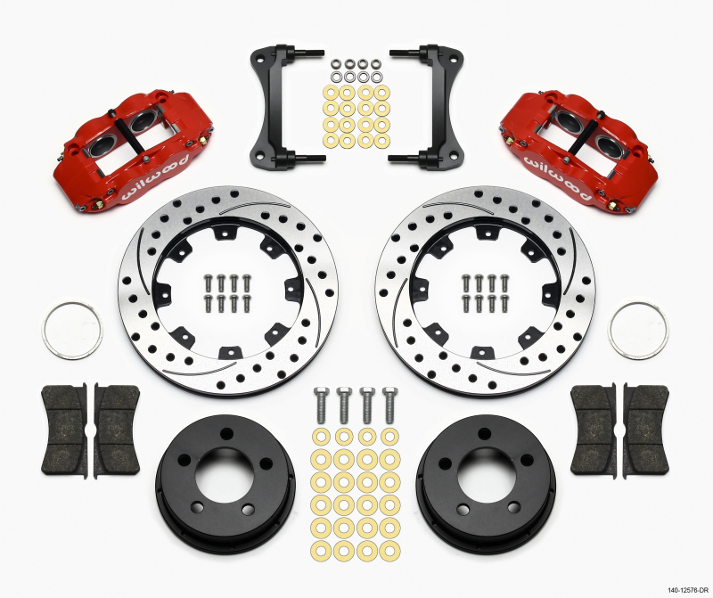 Wilwood Narrow Superlite 4R Front Kit 12.19in Drilled Red 87-89 Jeep YJ - 140-12576-DR