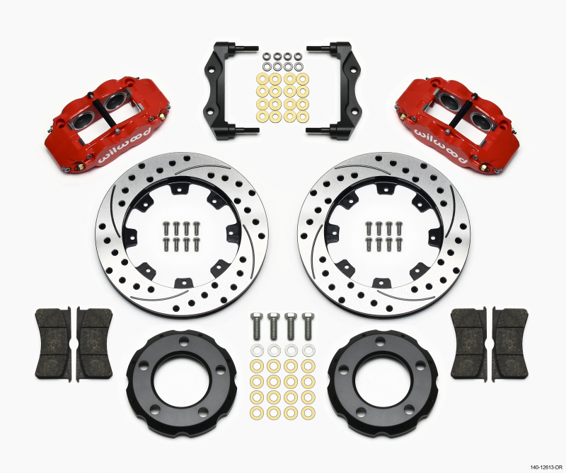 Wilwood Narrow Superlite 4R Front Kit 12.19in Drilled Red 82-86 Jeep CJ - 140-12613-DR