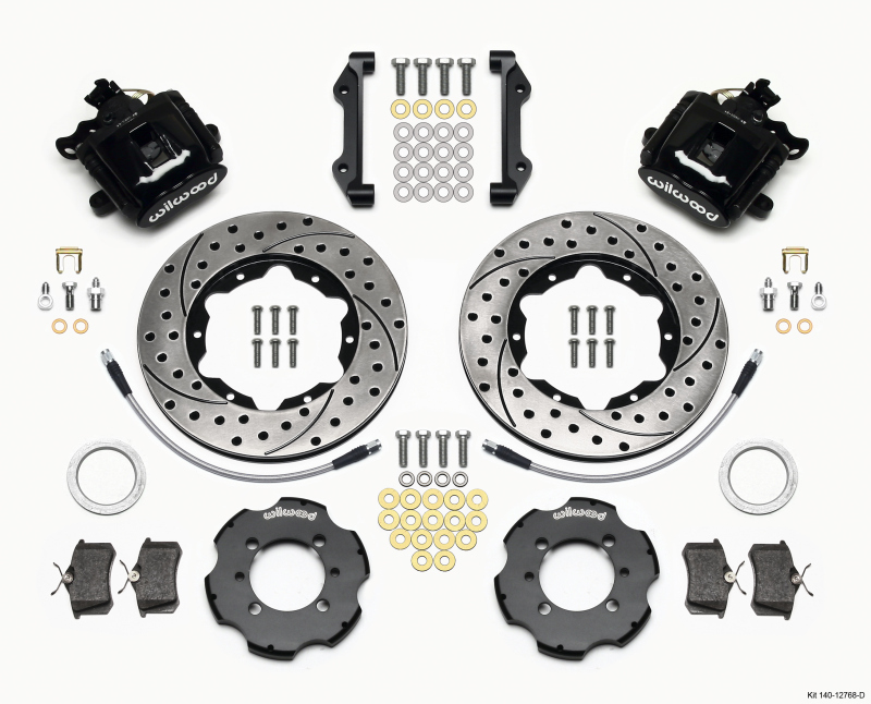 Wilwood Combination Parking Brake Rear Kit 11.00in Drilled 2012 Fiat 500 w/ Lines - 140-12768-D