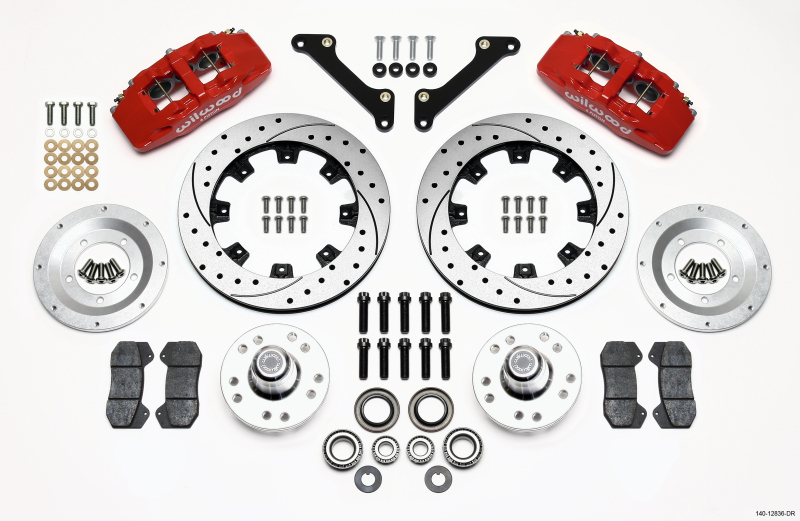 Wilwood Dynapro 6 Front Hub Kit 12.19in Drilled Red 79-81 Camaro - 140-12836-DR