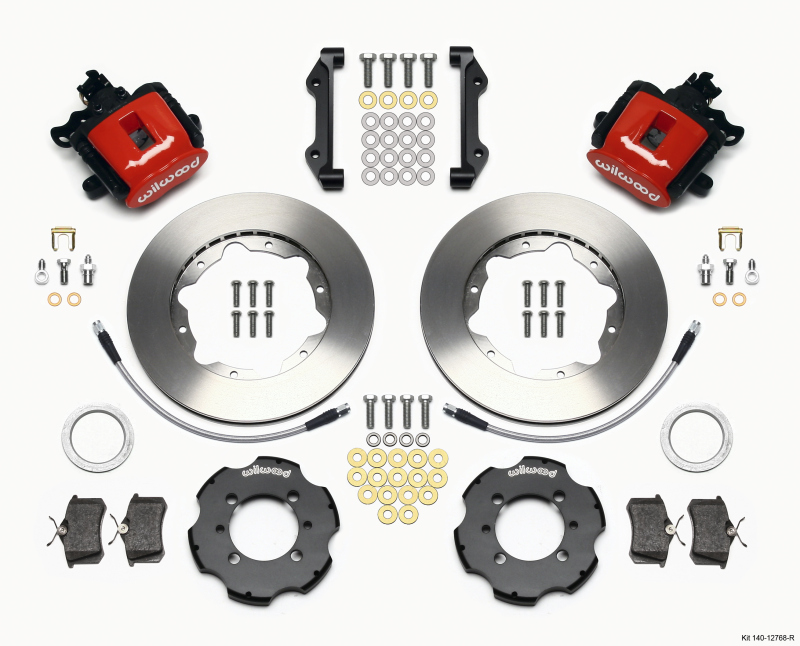 Wilwood Combination Parking Brake Rear Kit 11.00in Red 2012 Fiat 500 w/ Lines - 140-12768-R