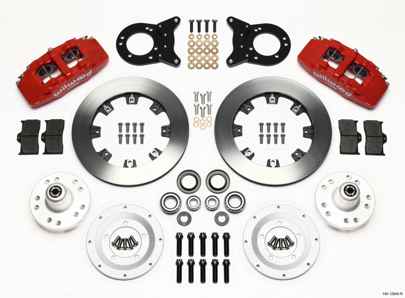 Wilwood Dynapro 6 Front Hub Kit 12.19in Red 1970-1973 Mustang Disc & Drum Spindle - 140-12945-R
