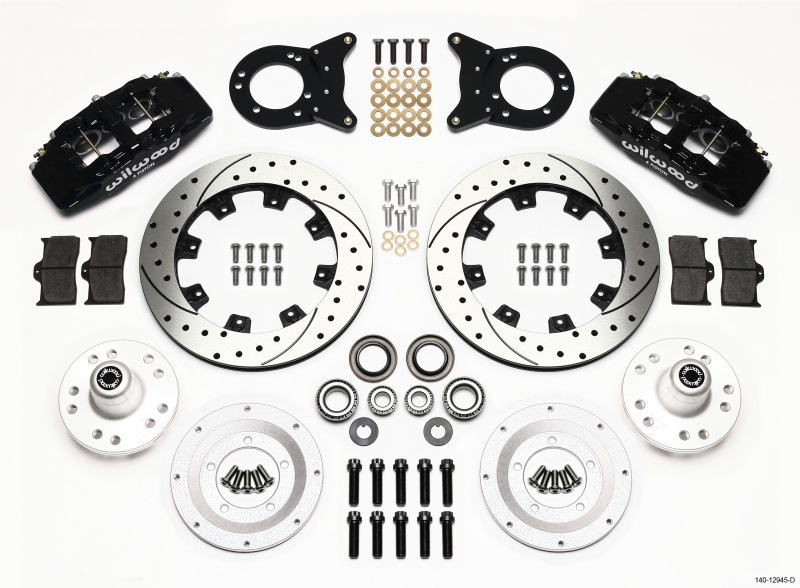 Wilwood Dynapro 6 Front Hub Kit 12.19in Drilled 1970-1973 Mustang Disc & Drum Spindle - 140-12945-D