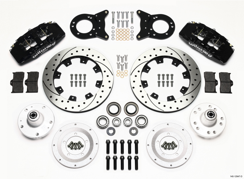 Wilwood Dynapro 6 Front Hub Kit 12.19in Drilled 1965-1969 Mustang Disc & Drum Spindle - 140-12947-D