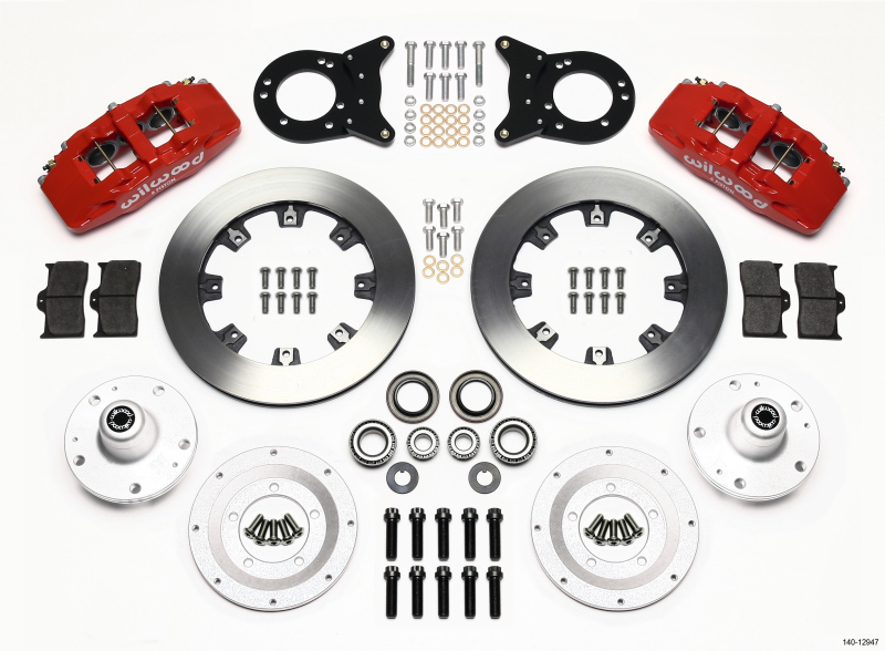 Wilwood Dynapro 6 Front Hub Kit 12.19in Red 1965-1969 Mustang Disc & Drum Spindle - 140-12947-R