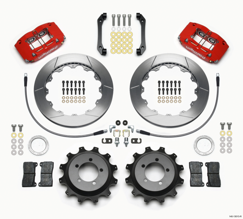 Wilwood Dynapro Radial Rear Kit 12.88in Red 2006-2007 Subaru WRX w/Lines - 140-13013-R