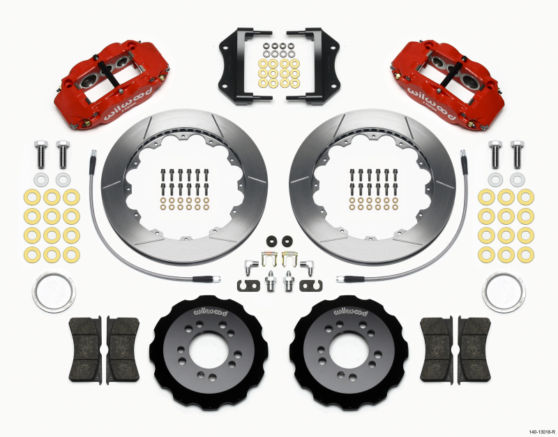 Wilwood Narrow Superlite 6R Front Hat Kit 12.88in Red 2013-Up Ford Focus ST w/ Lines - 140-13018-R