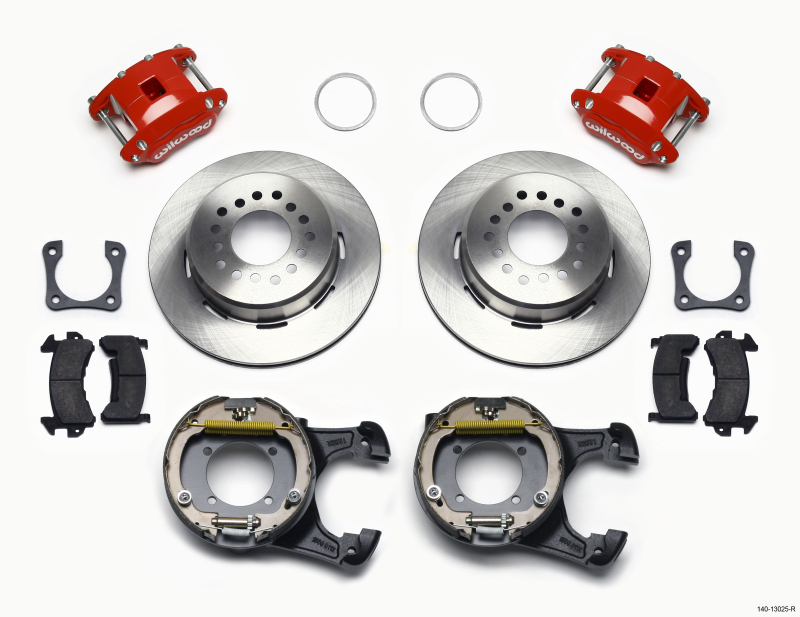 Wilwood D154 P/S Park Brake Kit Red 12 Bolt 2.81in Offset Staggered Shock - 140-13025-R