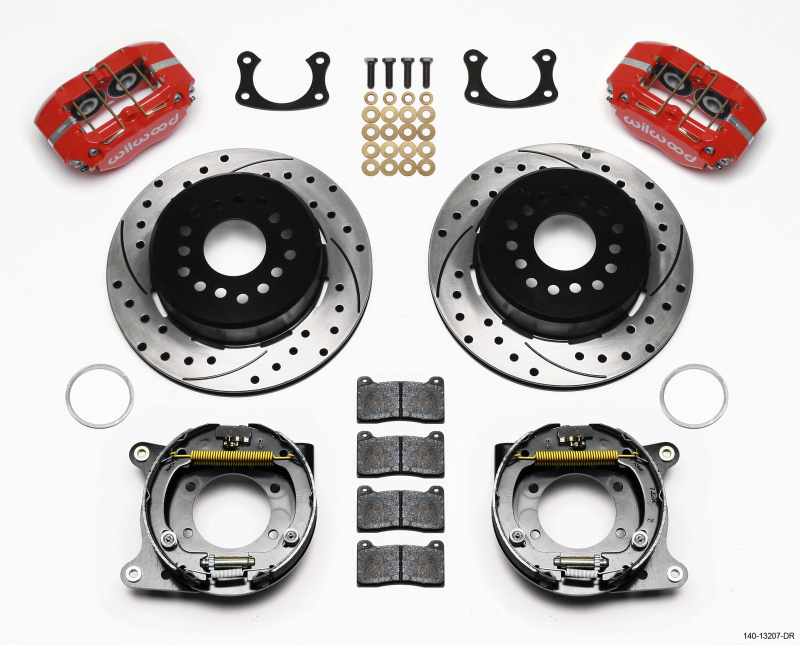 Wilwood Dynapro Dust-Boot P/S Park Brake Kit Drilled Red New Big Ford 2.50in Offset - 140-13207-DR