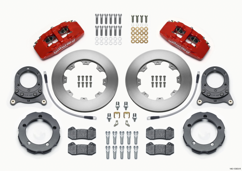 Wilwood Dynapro 6 Front Hat Kit 11.75in Rotor Red 66-75 Ford Bronco Dana 30/44 w/Lines - 140-13303-R