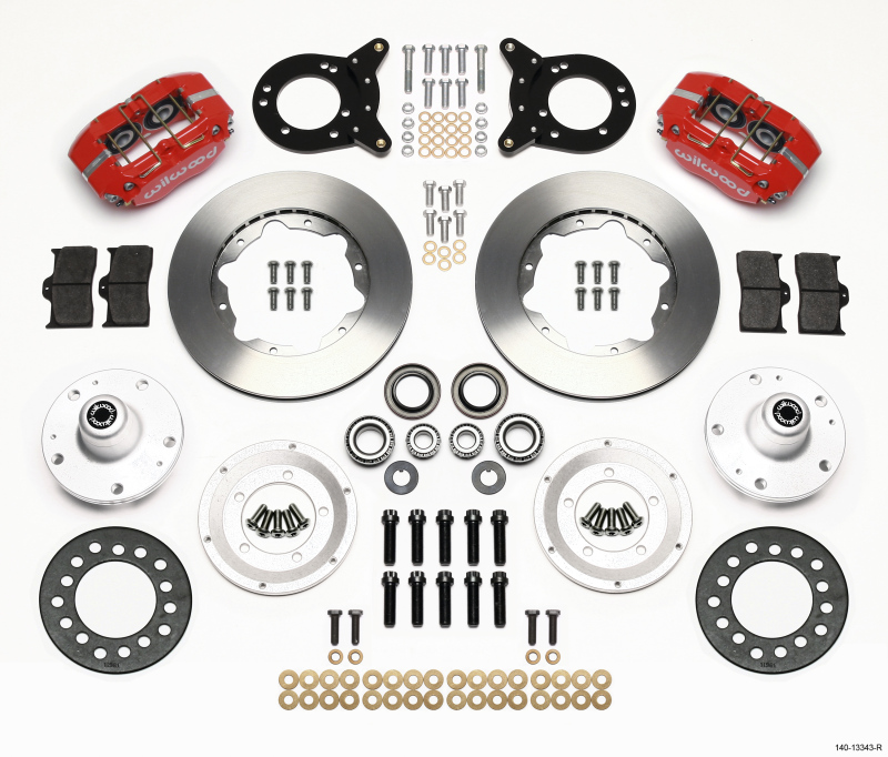 Wilwood Dynapro Dust-Boot Front Kit 11.00in Red 1965-1969 Mustang Disc & Drum Spindle - 140-13343-R