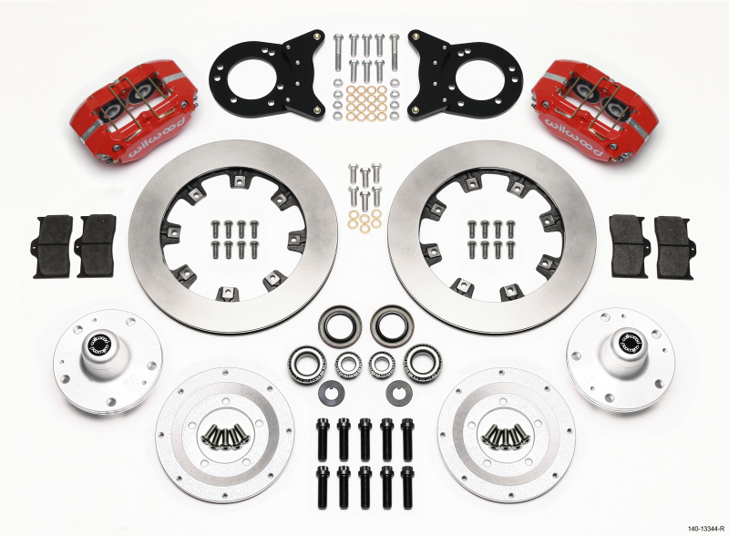 Wilwood Dynapro Dust-Boot Front Kit 12.19in Red 1965-1969 Mustang Disc & Drum Spindle - 140-13344-R