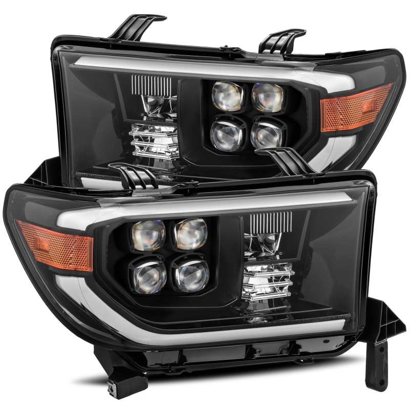 AlphaRex 07-13 Toyota Tundra (w/Lvl Adj) NOVA LED Proj Headlights Plank Alpha Blk w/Seq Signal/RDL - 880747