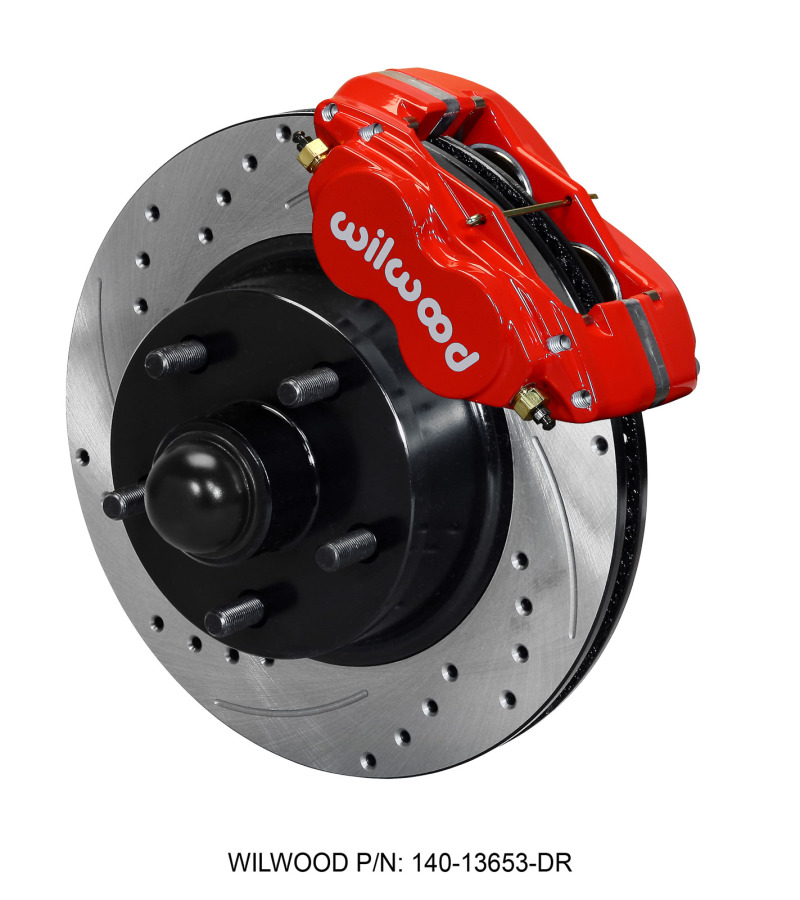 Wilwood Forged Dynalite-M Front Kit 11.30in 1 PC Rotor&Hub Drill-Red 60-68 Ford / Mercury Full Size - 140-13653-DR