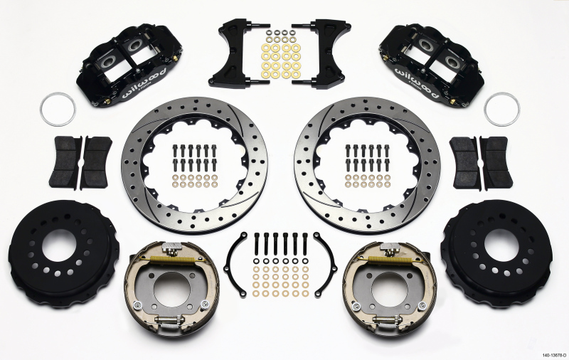 Wilwood Narrow Superlite 4R Rear P-Brk Kit 12.88in Drilled Chevy 12 Bolt w/ C-Clips - 140-13678-D