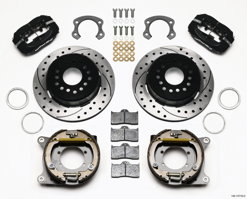 Wilwood Forged Dynalite P/S Park Brake Kit Drilled Ford 8.8 Special w/2.50in Offset-5 Lug - 140-13719-D