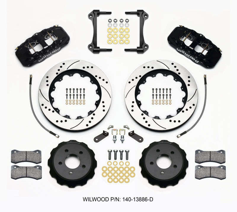 Wilwood AERO6 Front Hat Kit 14.00 Drilled 2015-Up Mustang w/Lines - 140-13886-D