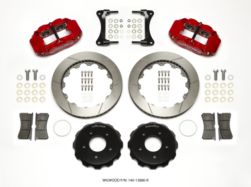 Wilwood Narrow Superlite 4R Front Hat Kit 12.88in Red 2007-Up Jeep Wrangler - 140-13880-R