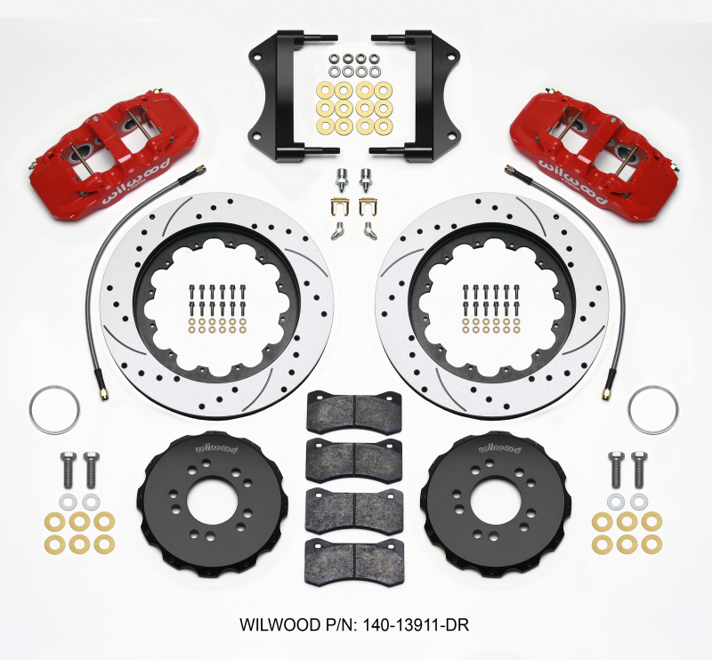 Wilwood AERO6 Front Hat Kit 15.00 Drilled Red 2014-up Corvette C7 w/Lines - 140-13911-DR