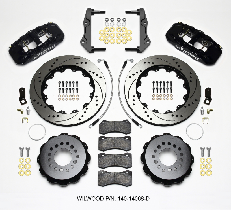 Wilwood AERO4 Rear Kit 14.25in Drilled 2014-Up Challenger w/Lines - 140-14068-D