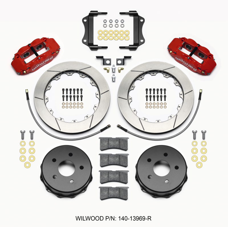 Wilwood Narrow Superlite 4R Rear Kit 12.88in Red 2007-up Jeep JK w/Lines - 140-13969-R