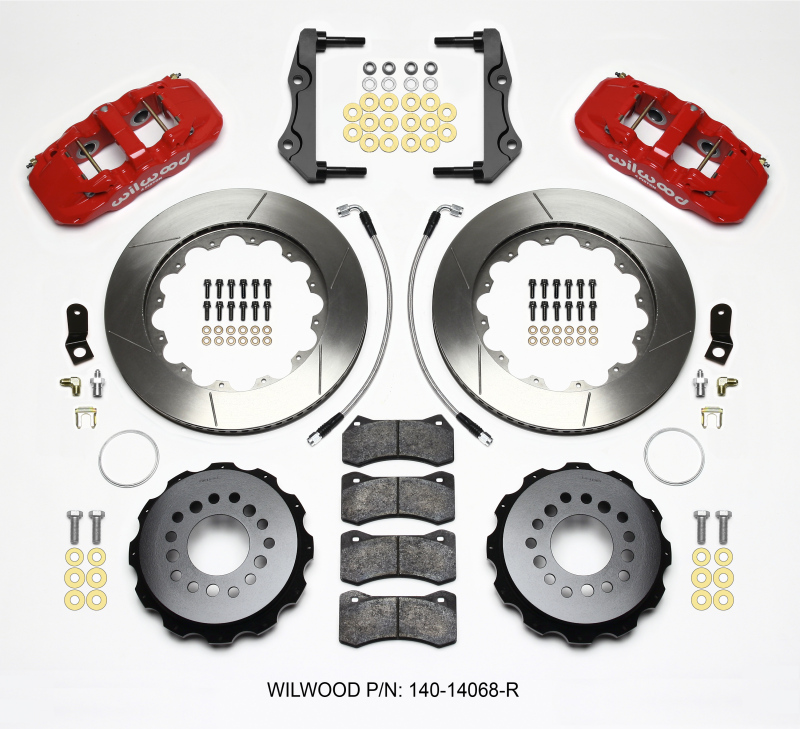 Wilwood AERO4 Rear Kit 14.25in Red 2014-Up Challenger w/Lines - 140-14068-R