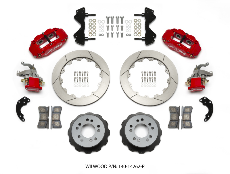 Wilwood Narrow Superlite 4R / MC4 Rear Kit 12.88 Red Currie Pro-Tour Unit Bearing Floater - 140-14262-R