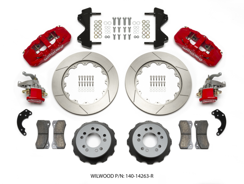 Wilwood AERO4 / MC4 Rear Kit 14.00 Red Currie Pro-Tour Unit Bearing Floater - 140-14263-R