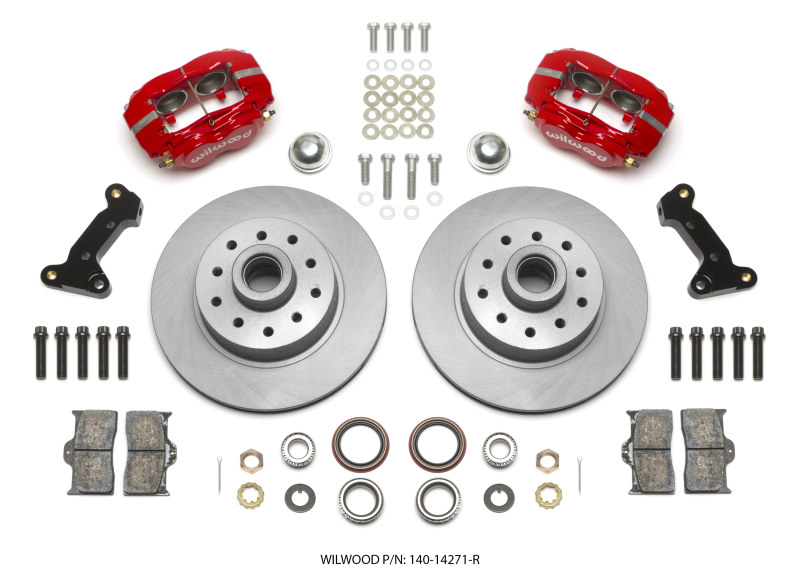 Wilwood Forged Dynalite Front Kit 11.03in 1 PC Rotor&Hub - Red 74-80 Pinto Disc Spindle only - 140-14271-R