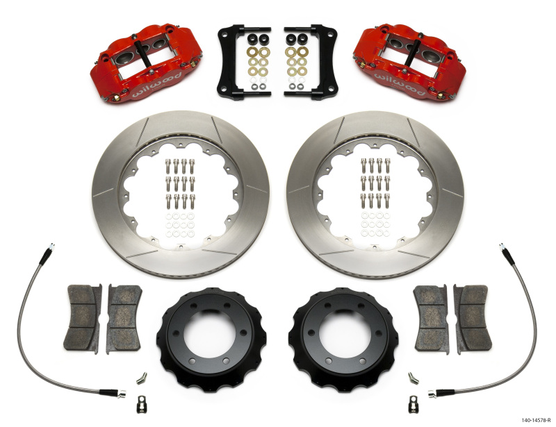 Wilwood Narrow Superlite Red 6R Front Kit 14in Slotted Rotor w/ Lines 05-15 Toyota Tacoma - 140-14578-R