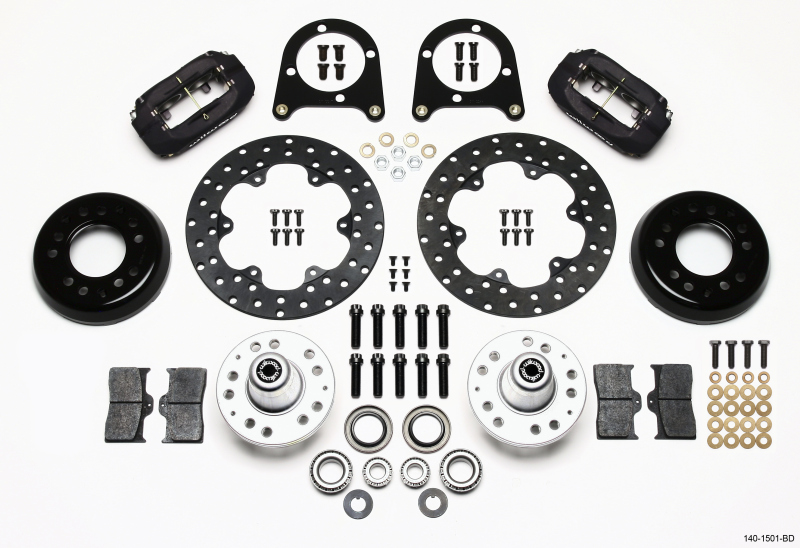 Wilwood Forged Dynalite Front Drag Kit Drilled Rotor 37-48 Ford Psgr. Car Spindle - 140-1501-BD