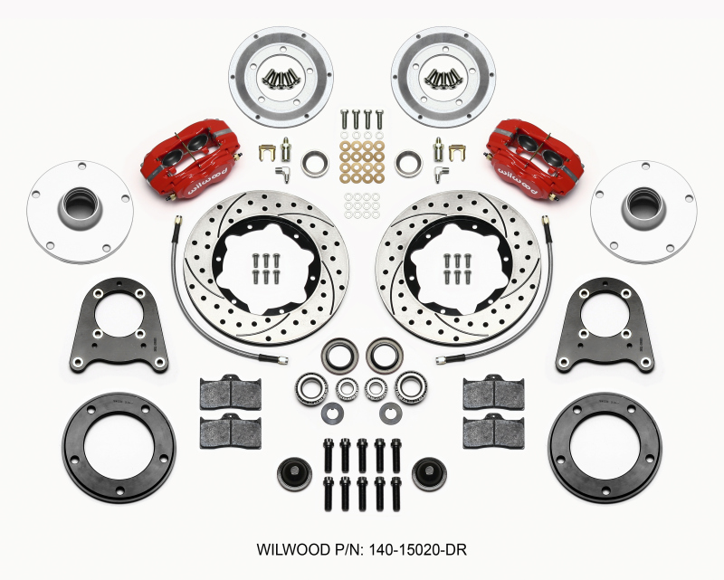 Wilwood Forged Dynalite-M Front Kit 10.75in Drilled Red 1950-1955 MG-TD/TF - 140-15020-DR