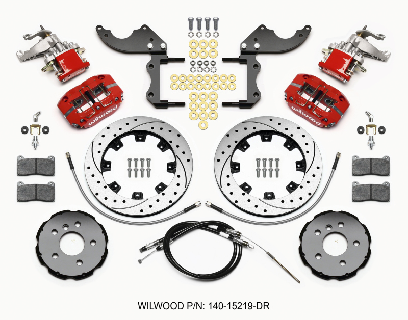 Wilwood Dynapro Radial4 / MC4 Rear Kit 12.19 Drilled Red 2014-2015 Mini Cooper w/Lines & Cables - 140-15219-DR