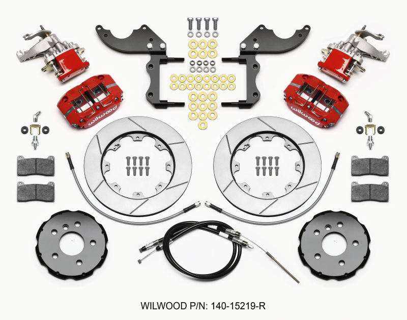 Wilwood Dynapro Radial4 / MC4 Rear Kit 12.19 Red 2014-2015 Mini Cooper w/Lines & Cables - 140-15219-R