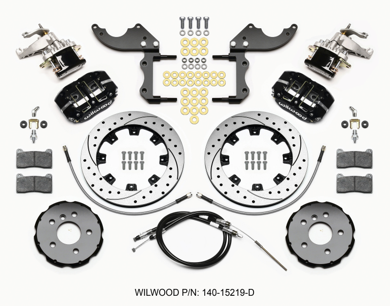 Wilwood Dynapro Radial4 / MC4 Rear Kit 12.19 Drilled 2014-2015 Mini Cooper w/Lines & Cables - 140-15219-D