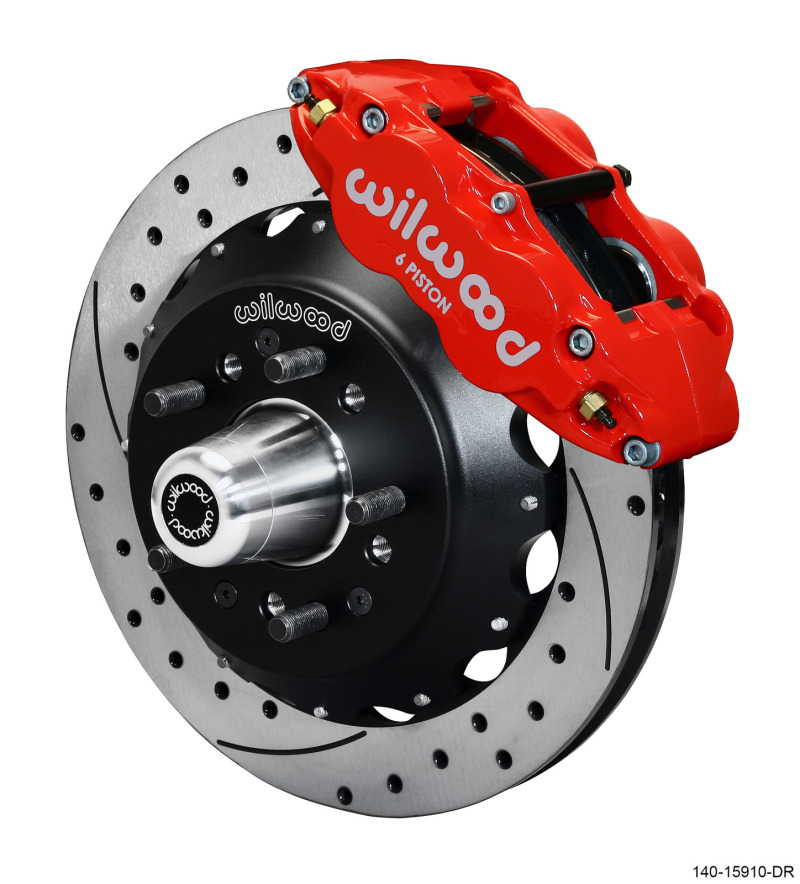 Wilwood Narrow Superlite 6R Front Big Brake Kit 12.88in SRP Drilled and Slotted Rotor - Red - 140-15910-DR